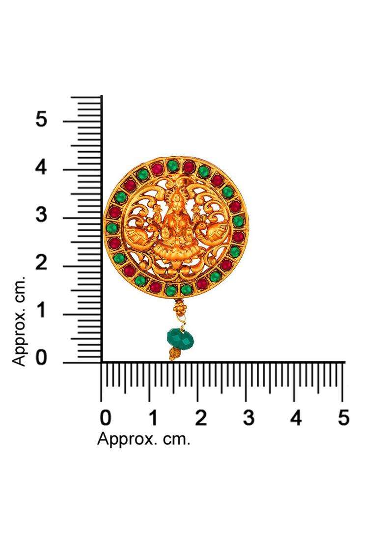 Gold-Plated Artificial Beaded Goddess Lakshami Circular Shaped Temple Drop Earrings for Women | Traditional Temple Jewellery for Wedding & Festive Wear | Gift for Her - Indya