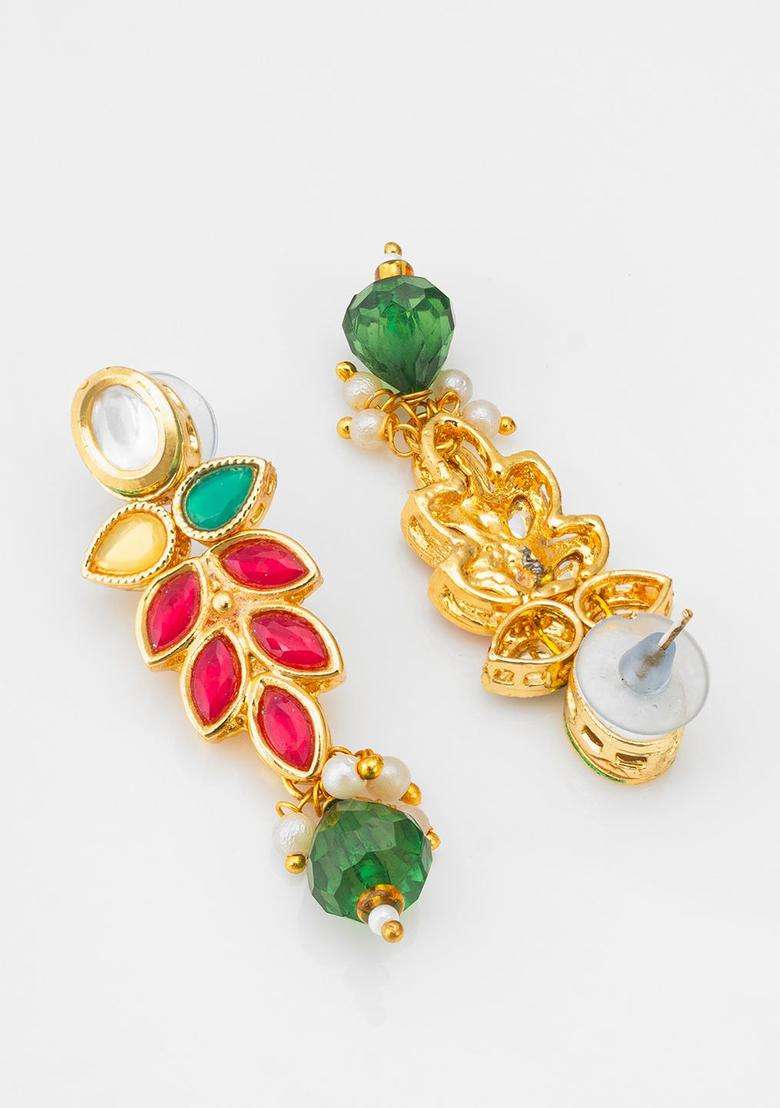 Gold-Plated Kundan-Studded & BeadedJewellerySet for Women | Traditional Temple Jewellery for Wedding & Festive Wear | Gift for Her - Indya