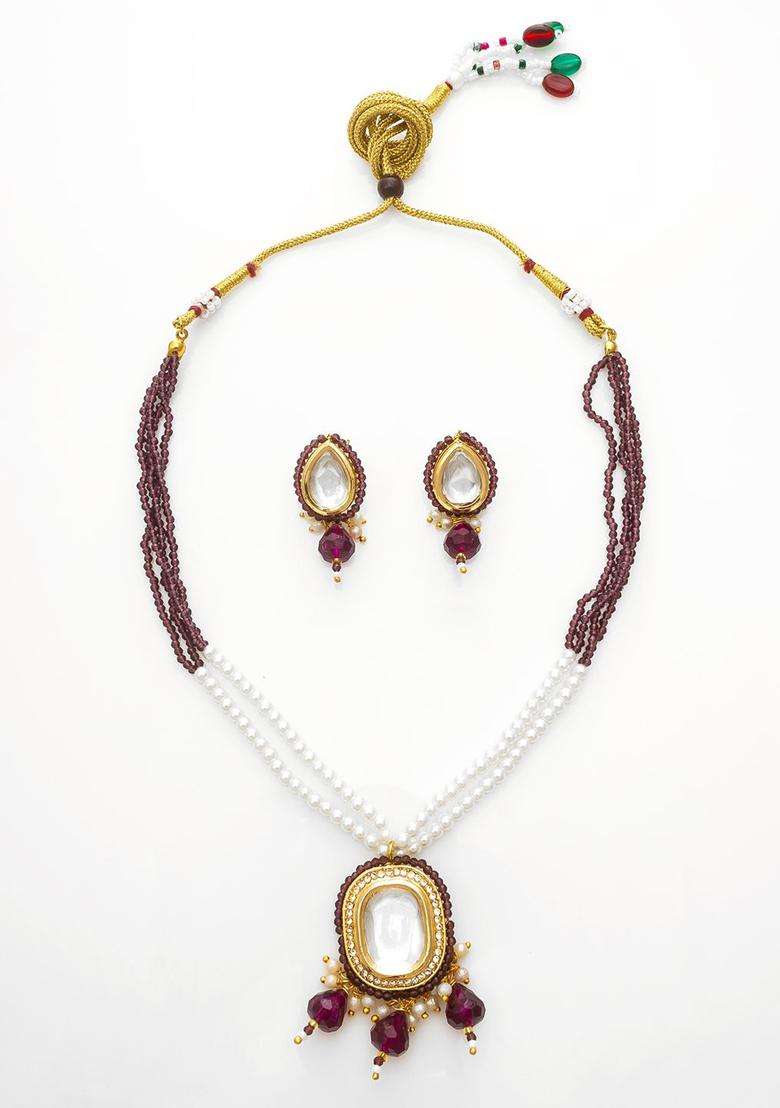 Gold-Plated Kundan and Pearls Stone Studded & Beaded Jewellery Set for Women | Traditional Temple Jewellery for Wedding & Festive Wear | Gift for Her - Indya