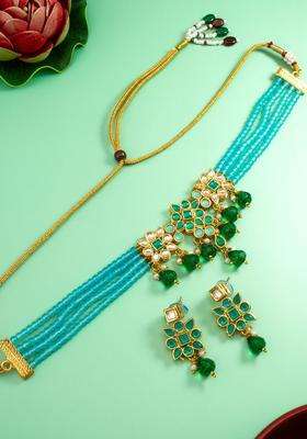Gold-Plated Kundan Studded Jewellery Set for Women | Traditional Temple Jewellery for Wedding & Festive Wear | Gift for Her