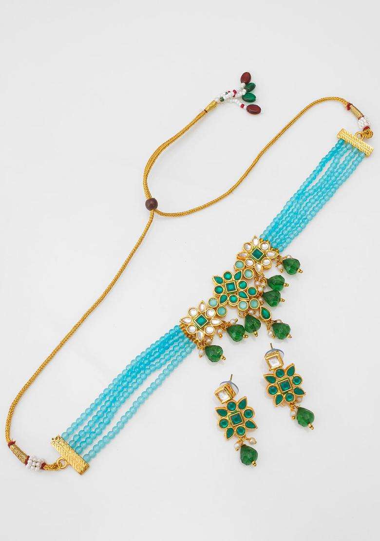Gold-Plated Kundan Studded Jewellery Set for Women | Traditional Temple Jewellery for Wedding & Festive Wear | Gift for Her - Indya