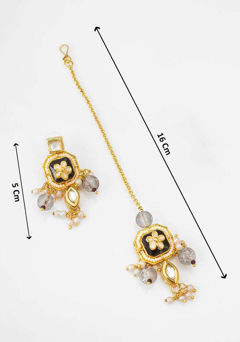 Gold-Plated Kundan Studded & Pearl Beaded Jewellery Set for Women | Traditional Temple Jewellery for Wedding & Festive Wear | Gift for Her - Indya