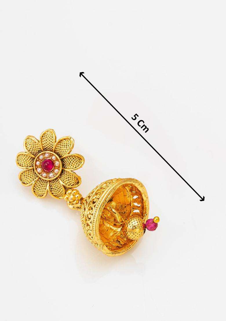 Gold-Plated Kundan-Studded & Pearl-BeadedJewellerySet for Women | Traditional Temple Jewellery for Wedding & Festive Wear | Gift for Her - Indya