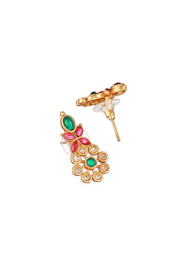 Green Gold-Plated Kundan-Studded Jewellery Set for Women | Traditional Temple Jewellery for Wedding & Festive Wear | Gift for Her - Indya