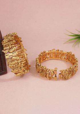 Set of 2 Gold-Plated Temple Bangles for Women | Traditional Temple Jewellery for Wedding & Festive Wear | Gift for Her