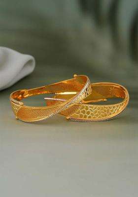 Set of 2 Gold-Plated Temple Bangles for Women | Traditional Temple Jewellery for Wedding & Festive Wear | Gift for Her