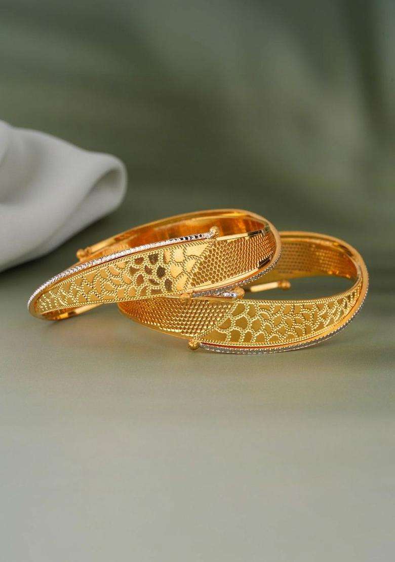 Set of 2 Gold-Plated Temple Bangles for Women | Traditional Temple Jewellery for Wedding & Festive Wear | Gift for Her - Indya