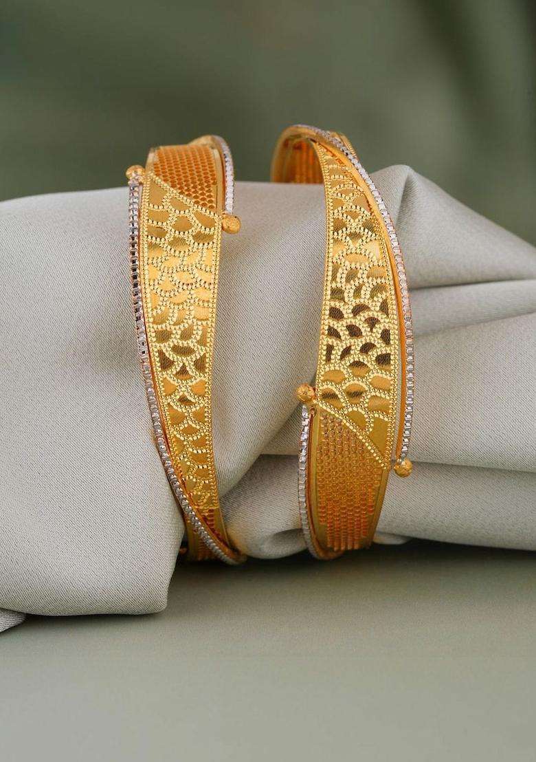 Set of 2 Gold-Plated Temple Bangles for Women | Traditional Temple Jewellery for Wedding & Festive Wear | Gift for Her - Indya