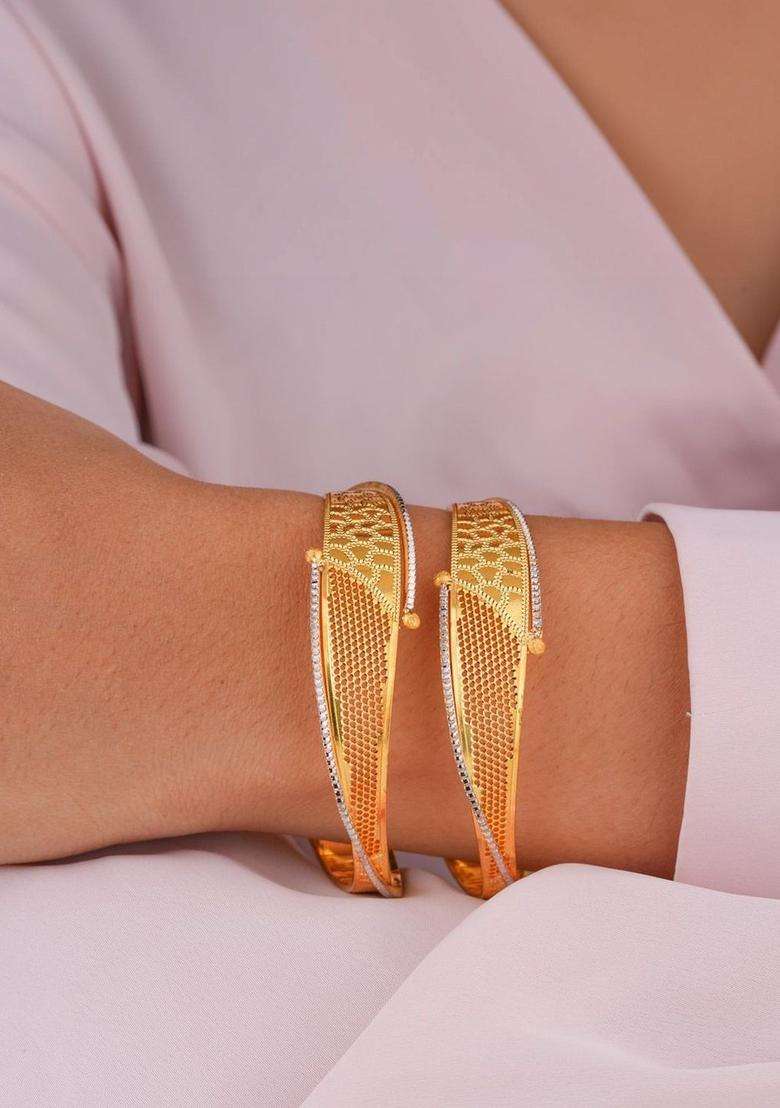 Set of 2 Gold-Plated Temple Bangles for Women | Traditional Temple Jewellery for Wedding & Festive Wear | Gift for Her - Indya