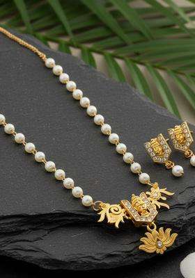 Gold-Plated Necklace with CZ Stone for Women | Traditional Temple Jewellery for Wedding & Festive Wear | Gift for Her