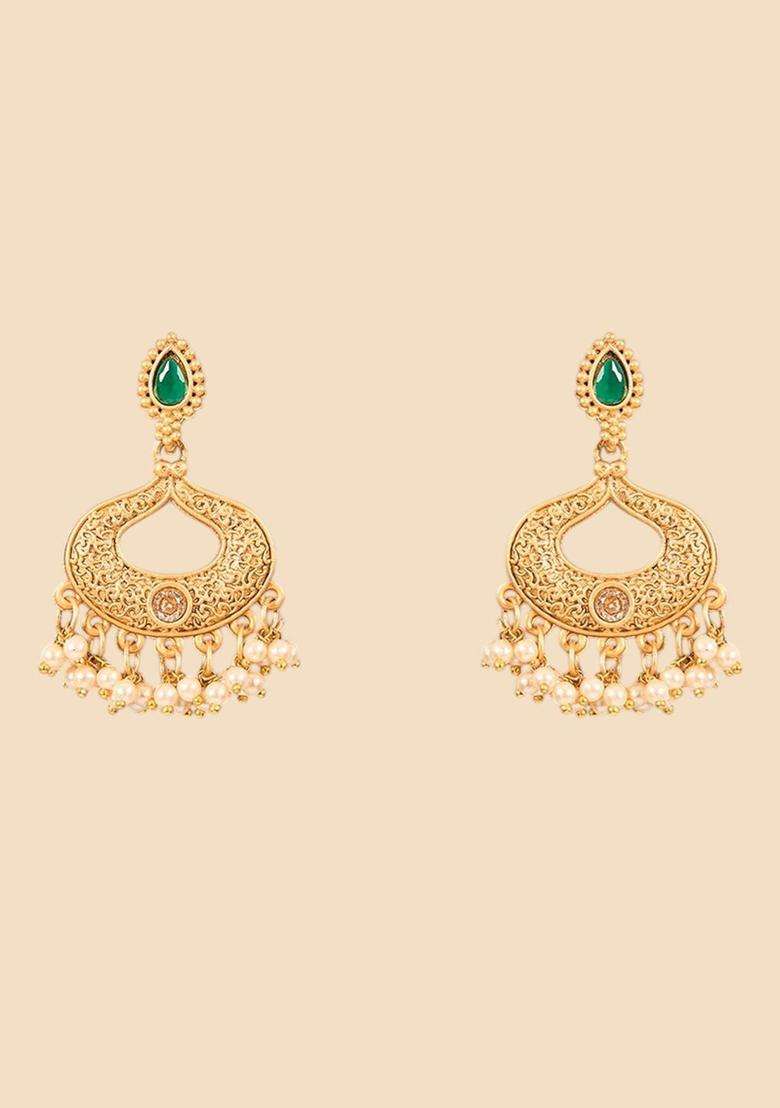 Gold-Plated Artificial Stones Studded & Beaded Temple Long Necklace Set for Women | Traditional Temple Jewellery for Wedding & Festive Wear | Gift for Her - Indya