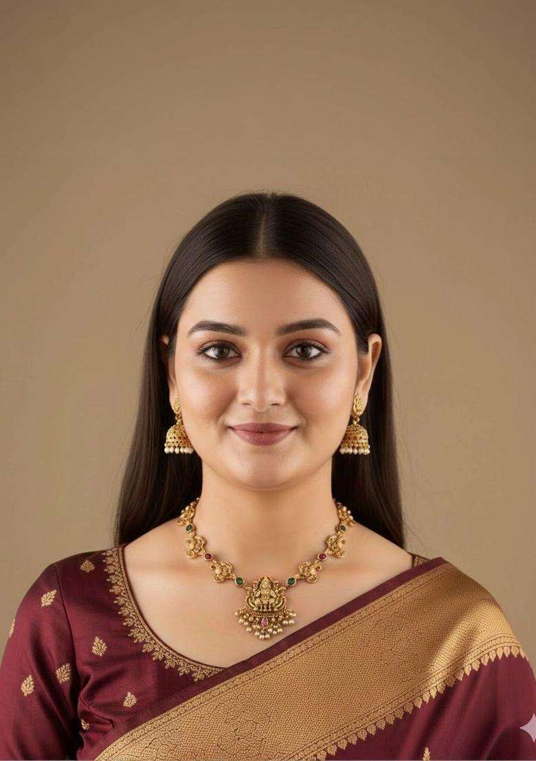 Gold-Plated Temple Necklace for Women | Traditional Temple Jewellery for Wedding & Festive Wear | Gift for Her - Indya