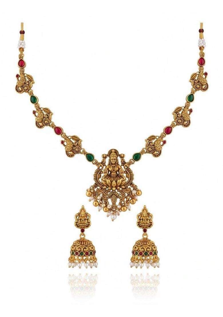 Gold-Plated Temple Necklace for Women | Traditional Temple Jewellery for Wedding & Festive Wear | Gift for Her - Indya