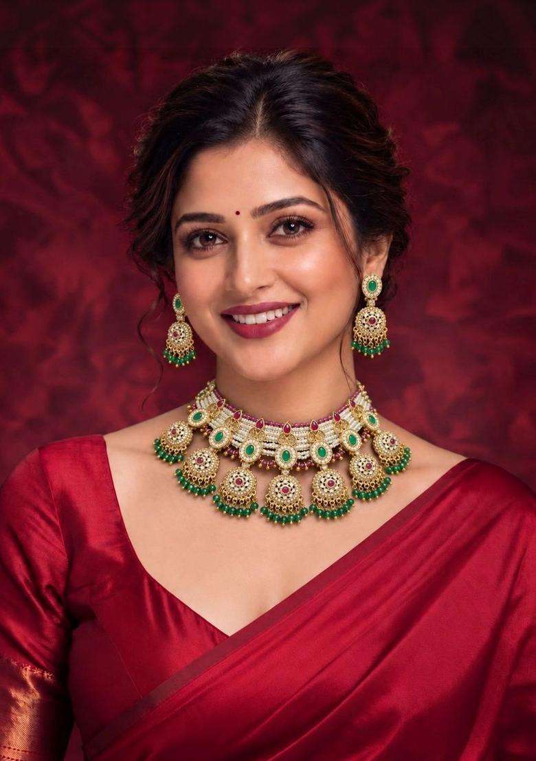 Gold-Plated Temple Stone Studded & Beaded Necklace and Earrings for Women | Traditional Temple Jewellery for Wedding & Festive Wear | Gift for Her - Indya