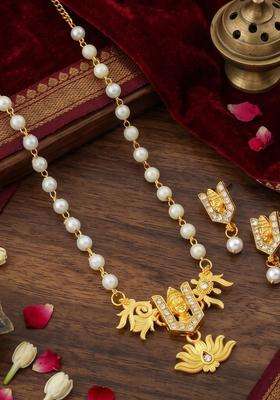 Gold-Plated Temple Necklace with CZ Stone for Women | Traditional Temple Jewellery for Wedding & Festive Wear | Gift for Her