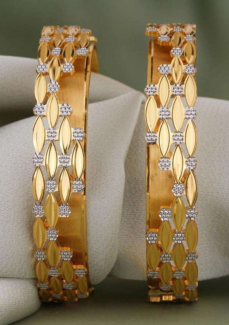 Set of 2 Gold-Plated Temple Bangles for Women | Traditional Temple Jewellery for Wedding & Festive Wear | Gift for Her - Indya