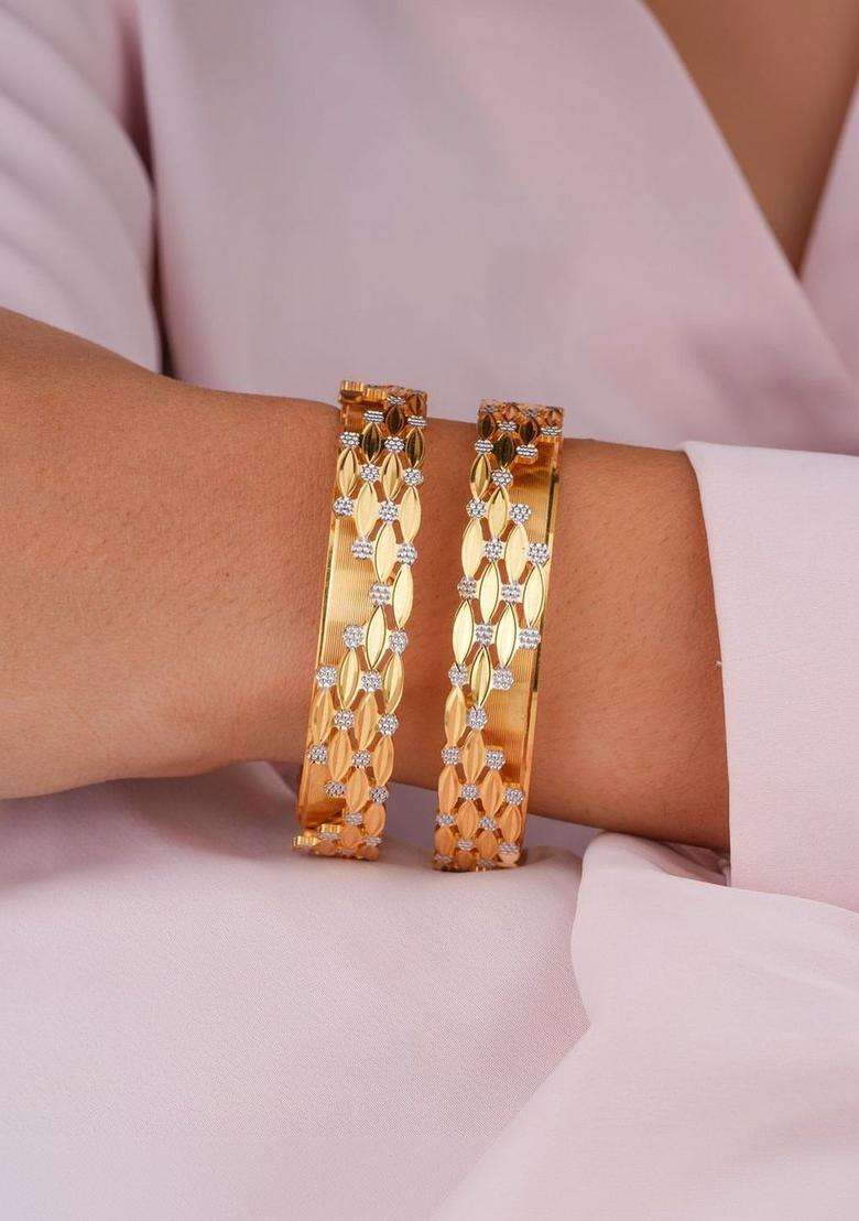Set of 2 Gold-Plated Temple Bangles for Women | Traditional Temple Jewellery for Wedding & Festive Wear | Gift for Her - Indya