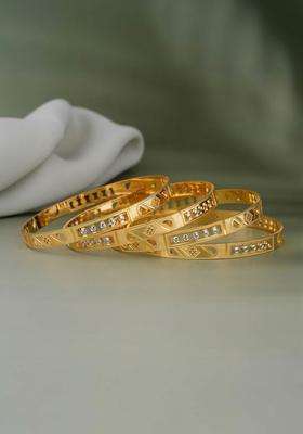 Set of 4 Gold-Plated Temple Bangles for Women | Traditional Temple Jewellery for Wedding & Festive Wear | Gift for Her