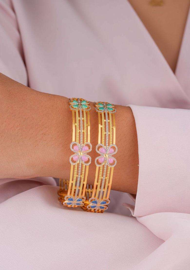 Set of 2 Gold-Plated Temple Bangles for Women | Traditional Temple Jewellery for Wedding & Festive Wear | Gift for Her - Indya