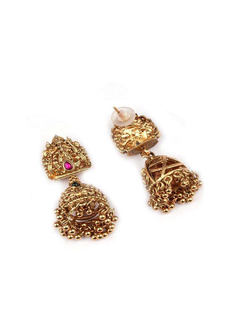 Gold-Plated Long Mala Ganesh Jii Necklace Set with Earrings for Women | Traditional Temple Jewellery for Wedding & Festive Wear | Gift for Her - Indya