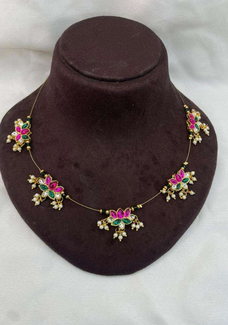 Gold-Plated Temple Necklace with CZ Stone for Women | Traditional Temple Jewellery for Wedding & Festive Wear | Gift for Her - Indya