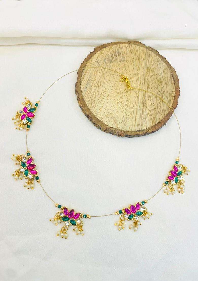 Gold-Plated Temple Necklace with CZ Stone for Women | Traditional Temple Jewellery for Wedding & Festive Wear | Gift for Her - Indya