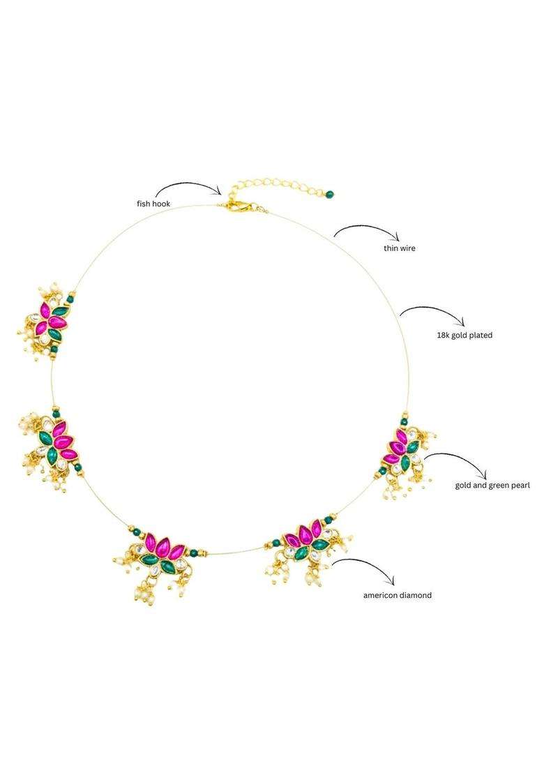 Gold-Plated Temple Necklace with CZ Stone for Women | Traditional Temple Jewellery for Wedding & Festive Wear | Gift for Her - Indya