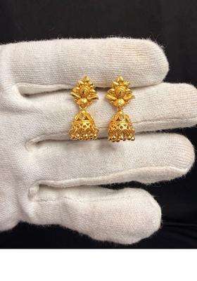 Gold-Plated Floral Jhumkas Earrings for Women | Traditional Temple Jewellery for Wedding & Festive Wear | Gift for Her