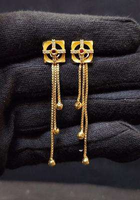 Gold-Plated Crystals Studded Temple Square Drop Earrings for Women | Traditional Temple Jewellery for Wedding & Festive Wear | Gift for Her