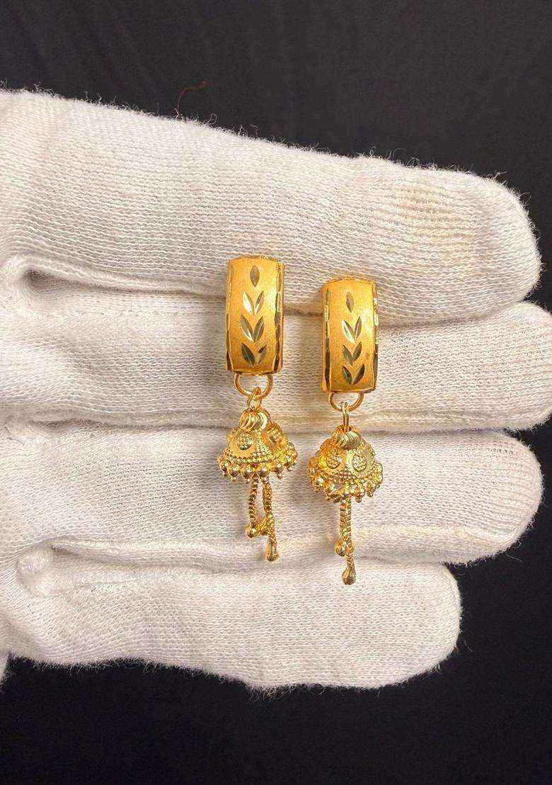 Gold-Plated Circular Jhumkas Earrings for Women | Traditional Temple Jewellery for Wedding & Festive Wear | Gift for Her - Indya
