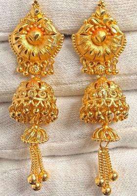 Gold-Plated Circular Jhumkas Earrings for Women | Traditional Temple Jewellery for Wedding & Festive Wear | Gift for Her