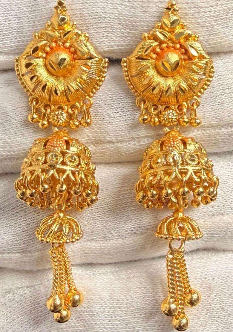Gold-Plated Circular Jhumkas Earrings for Women | Traditional Temple Jewellery for Wedding & Festive Wear | Gift for Her - Indya