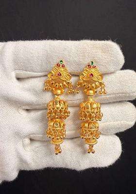 Gold-Plated Circular Drop Earrings for Women | Traditional Temple Jewellery for Wedding & Festive Wear | Gift for Her