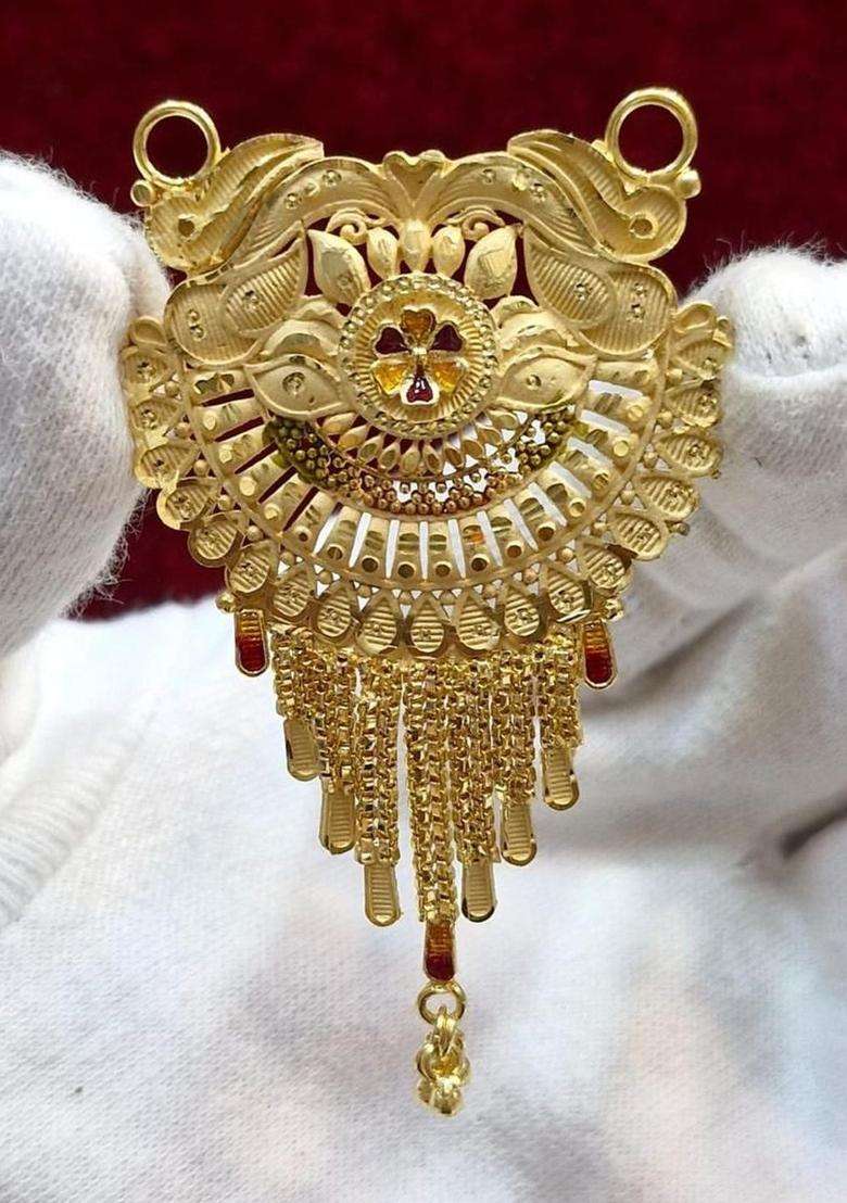 Gold-Plated Floral Pendants with Chains for Women | Traditional Temple Jewellery for Wedding & Festive Wear | Gift for Her - Indya