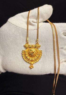 Gold-Plated Geometric Pendants with Chains for Women | Traditional Temple Jewellery for Wedding & Festive Wear | Gift for Her