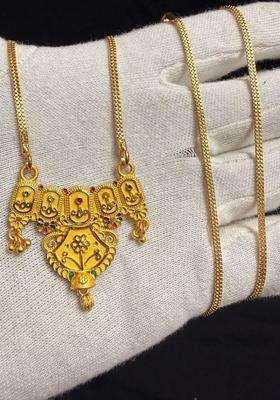 Gold-Plated Geometric Pendants with Chains for Women | Traditional Temple Jewellery for Wedding & Festive Wear | Gift for Her