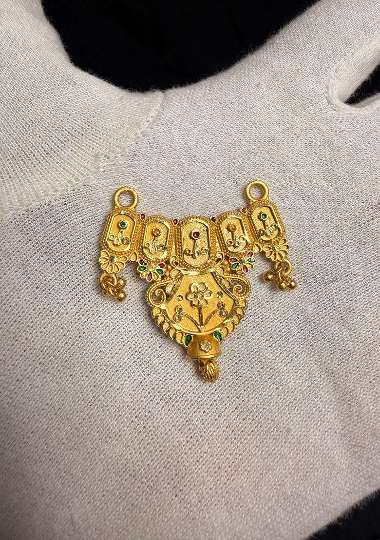 Gold-Plated Geometric Pendants with Chains for Women | Traditional Temple Jewellery for Wedding & Festive Wear | Gift for Her - Indya