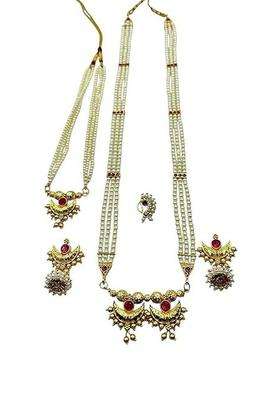 Traditional Gold-Plated Pearl Jewellery Set for Women | Traditional Temple Jewellery for Wedding & Festive Wear | Gift for Her