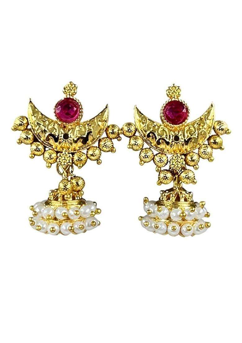Traditional Gold-Plated Pearl Jewellery Set for Women | Traditional Temple Jewellery for Wedding & Festive Wear | Gift for Her - Indya