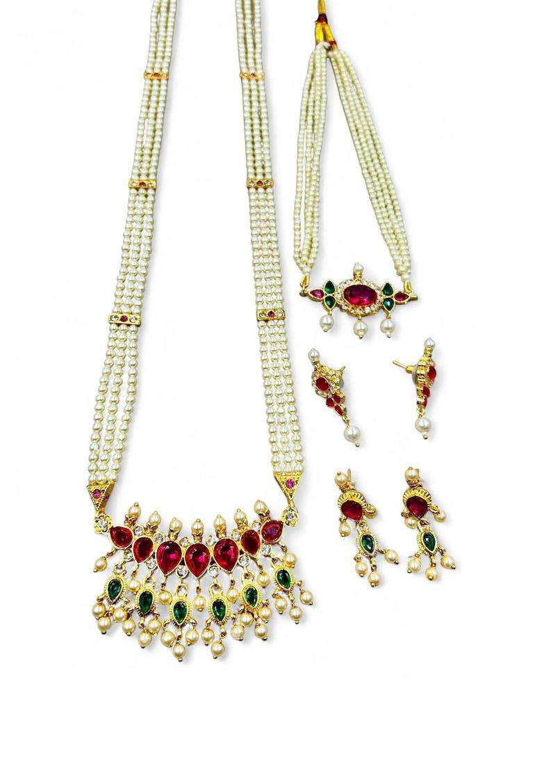 Gold-Plated Tanmaniya Jewellery Set for Women | Traditional Temple Jewellery for Wedding & Festive Wear | Gift for Her - Indya