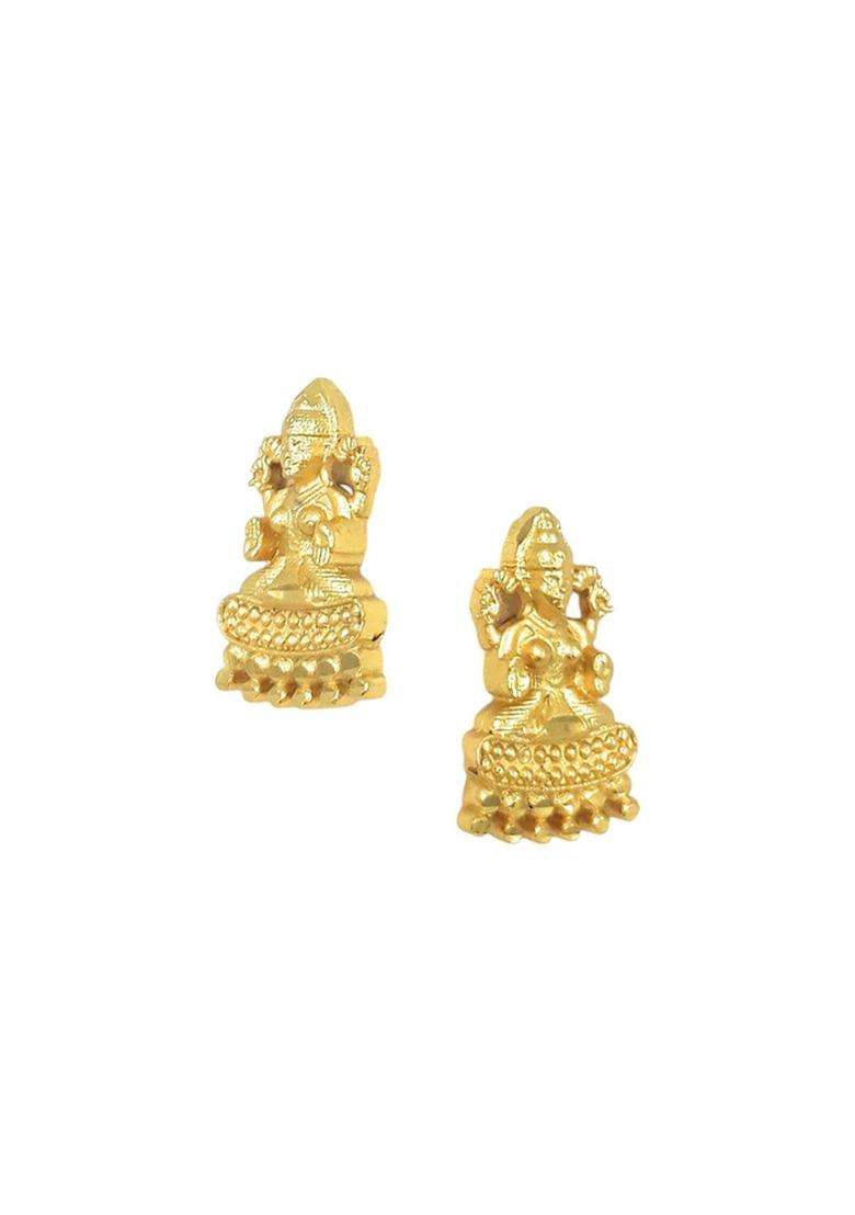 Gold-Plated Goddess Laxmi Contemporary Temple Drop Earrings for Women | Traditional Temple Jewellery for Wedding & Festive Wear | Gift for Her - Indya