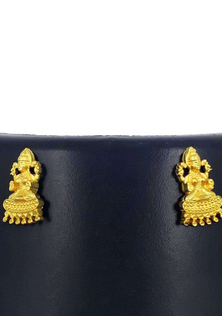 Gold-Plated Goddess Laxmi Contemporary Temple Drop Earrings for Women | Traditional Temple Jewellery for Wedding & Festive Wear | Gift for Her - Indya