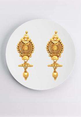 Gold-Plated Contemporary Drop Earrings for Women | Traditional Temple Jewellery for Wedding & Festive Wear | Gift for Her