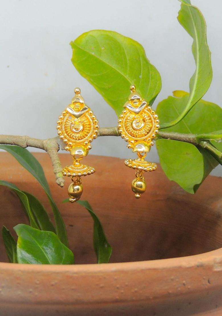 Gold-Plated Contemporary Drop Earrings for Women | Traditional Temple Jewellery for Wedding & Festive Wear | Gift for Her - Indya