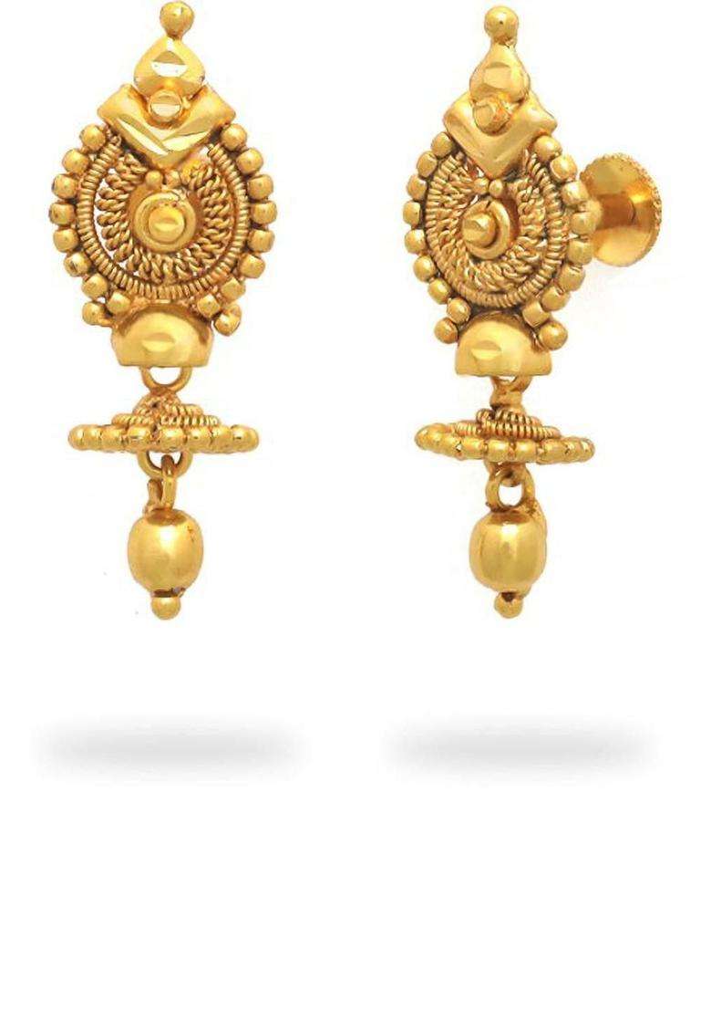 Gold-Plated Contemporary Drop Earrings for Women | Traditional Temple Jewellery for Wedding & Festive Wear | Gift for Her - Indya