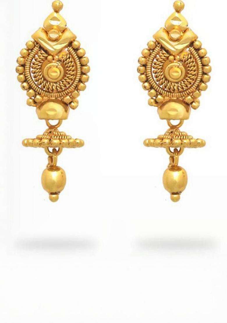 Gold-Plated Contemporary Drop Earrings for Women | Traditional Temple Jewellery for Wedding & Festive Wear | Gift for Her - Indya
