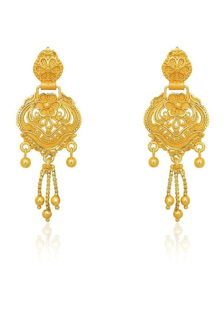 Gold-Plated Contemporary Drop Earrings for Women | Traditional Temple Jewellery for Wedding & Festive Wear | Gift for Her - Indya