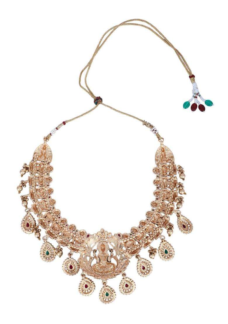 22KT Gold-Plated Kundan Studded Jewellery Set for Women | Traditional Temple Jewellery for Wedding & Festive Wear | Gift for Her - Indya