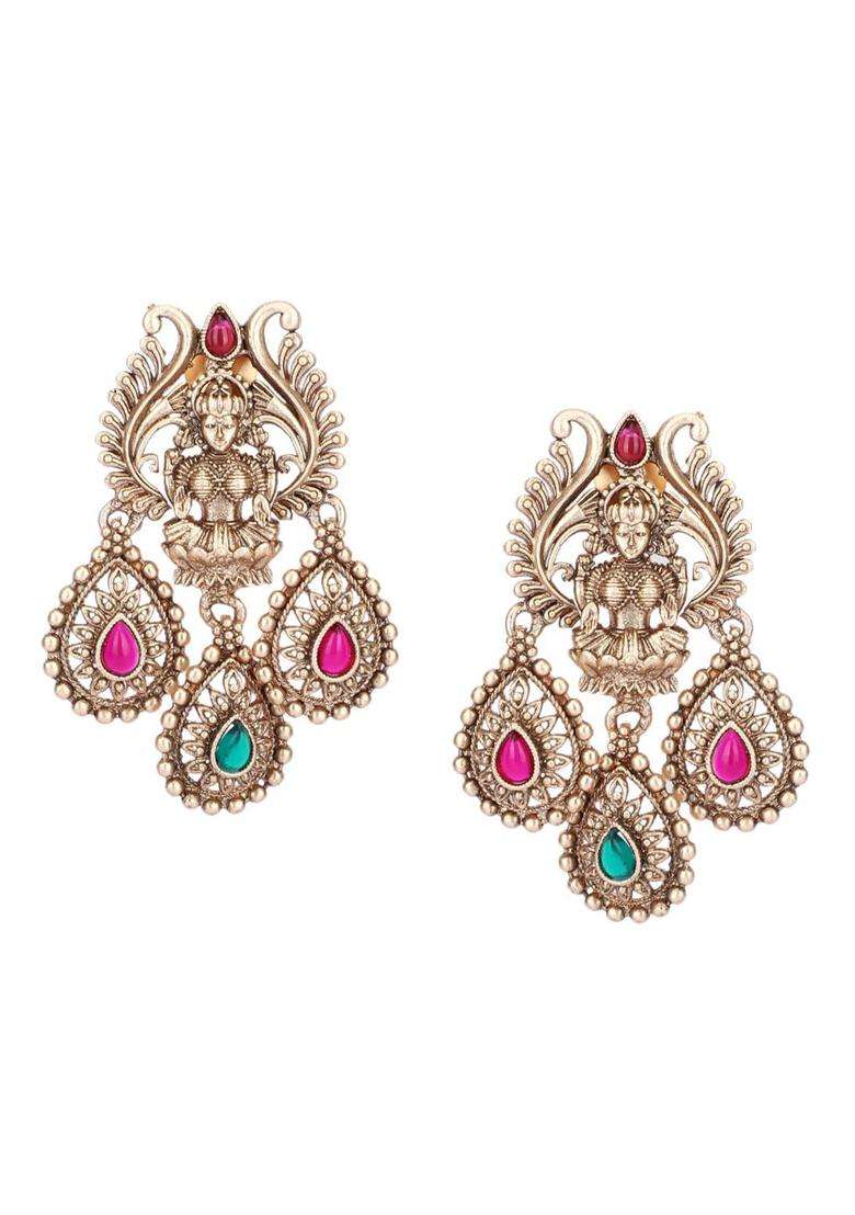 22KT Gold-Plated Kundan Studded Jewellery Set for Women | Traditional Temple Jewellery for Wedding & Festive Wear | Gift for Her - Indya