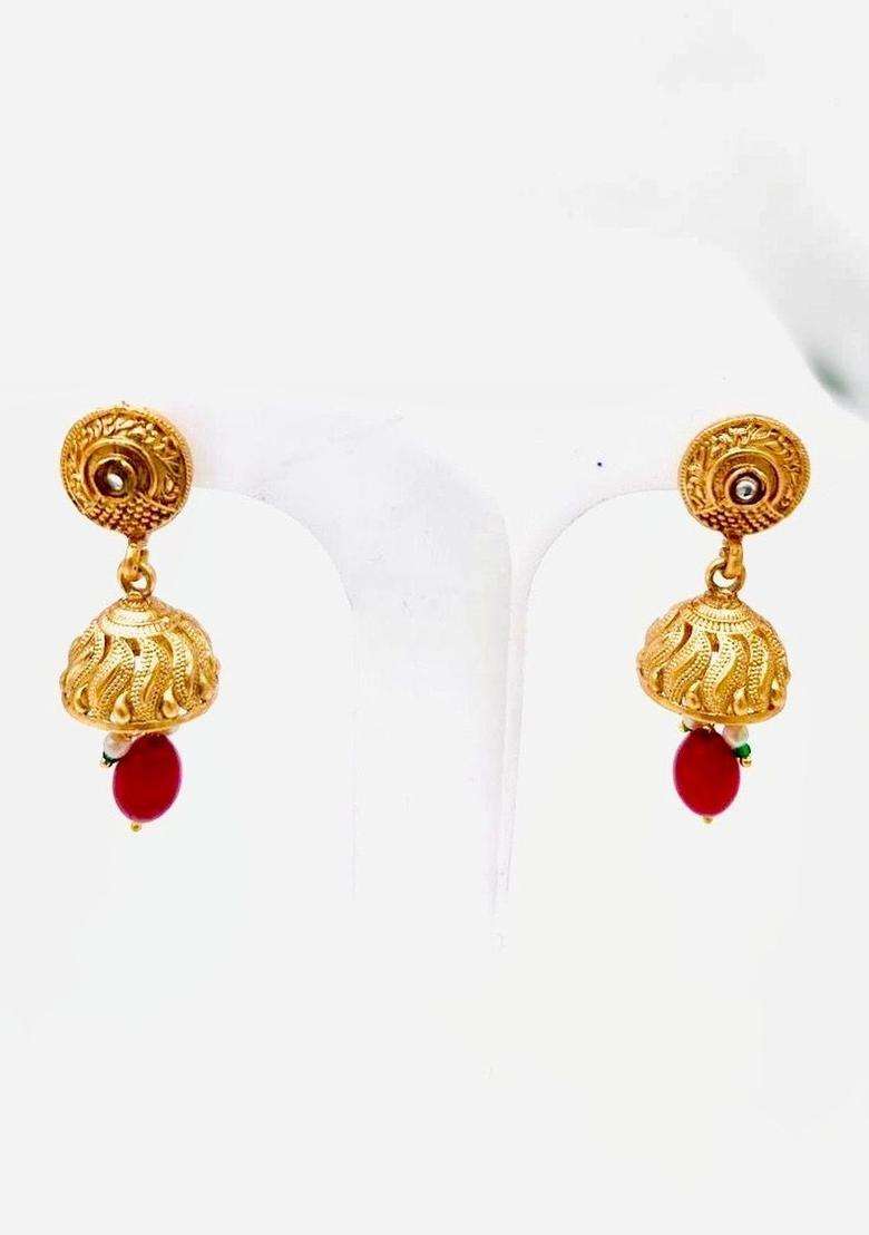 Brass Gold-Plated Temple Necklace with CZ Stone for Women | Traditional Temple Jewellery for Wedding & Festive Wear | Gift for Her - Indya